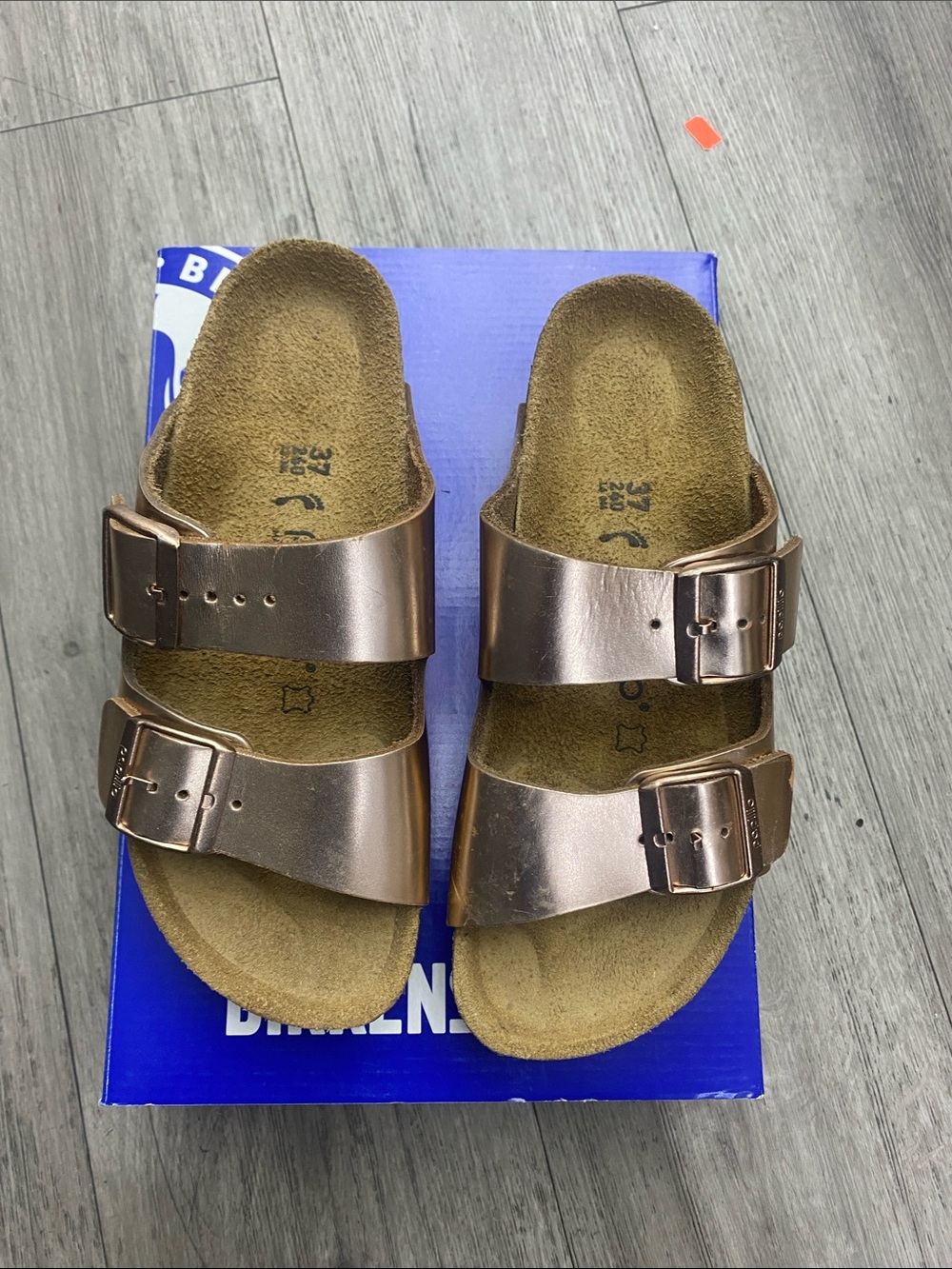 Papillio by Birkenstock Two Strap Metallic Silver Sandals Size 37
